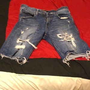 Ripped denim shorts
